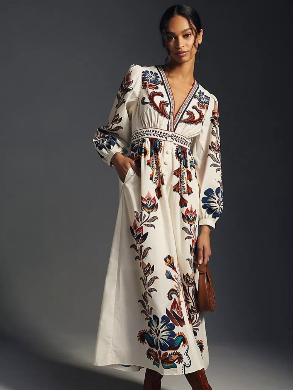 Farm x Anthropologie V-Neck Maxi Dress